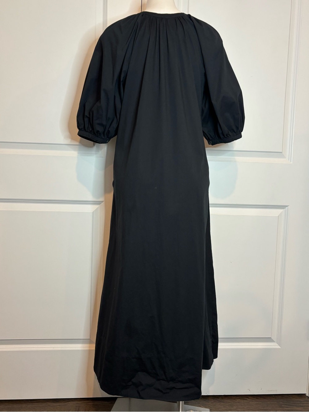 STAUD Black Button-Front Maxi Dress with Balloon Sleeves - Picture 8 of 13